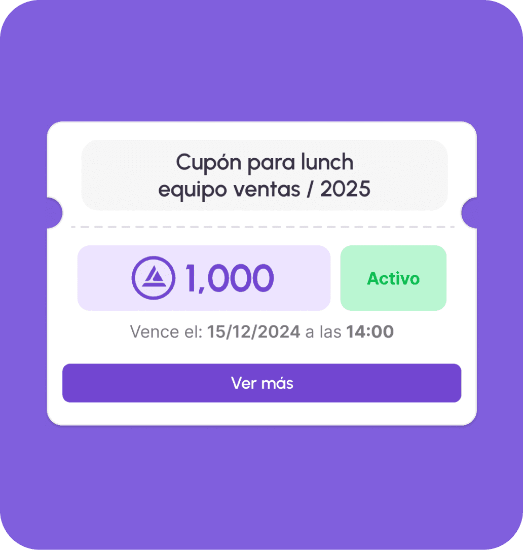 Cupom para almoço equipe de vendas com 1000 pontos