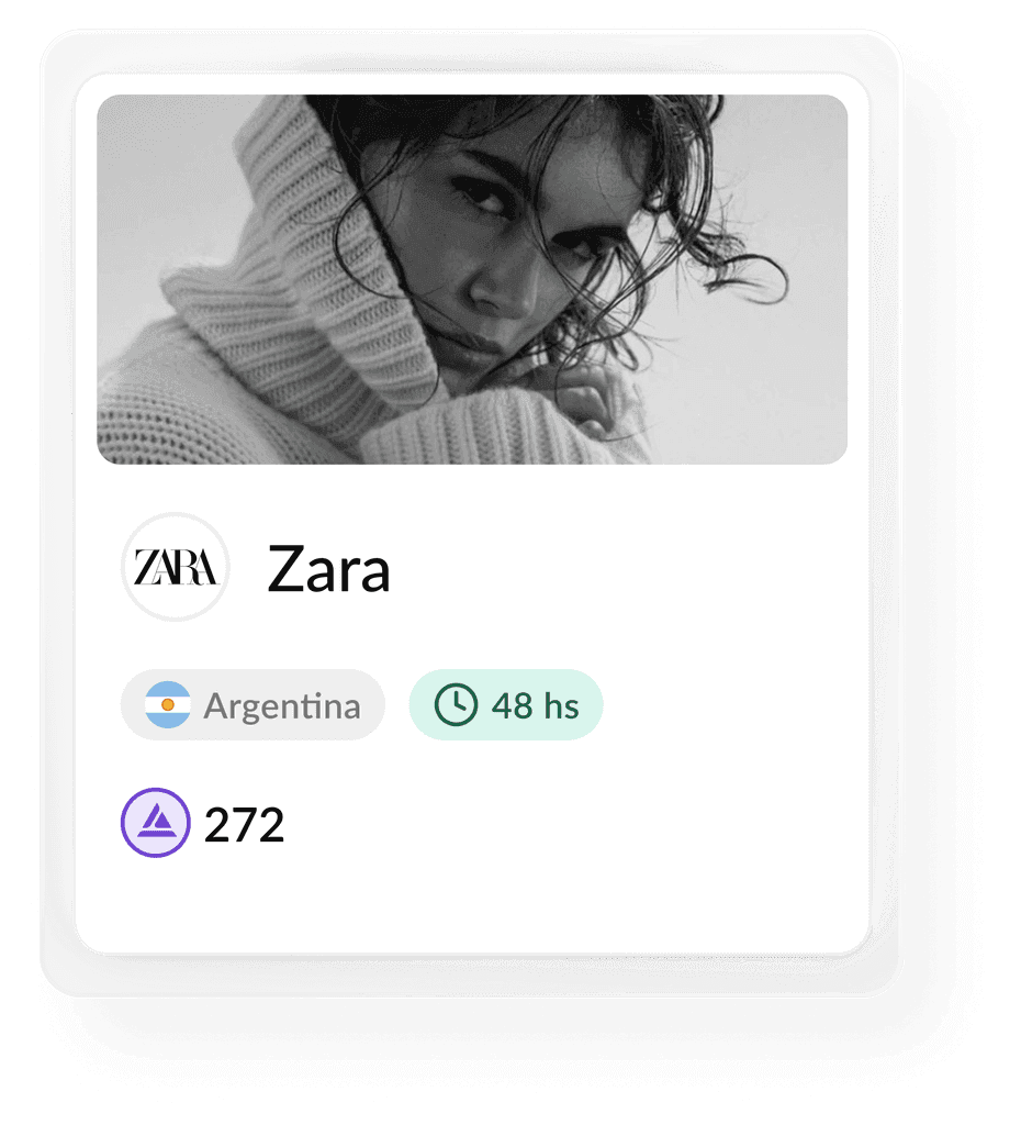 Tarjeta de beneficio Zara con créditos disponibles