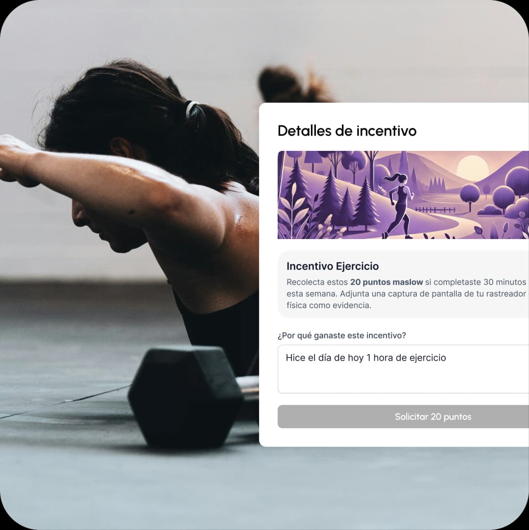 Detalhes do incentivo de exercício com recompensa de pontos