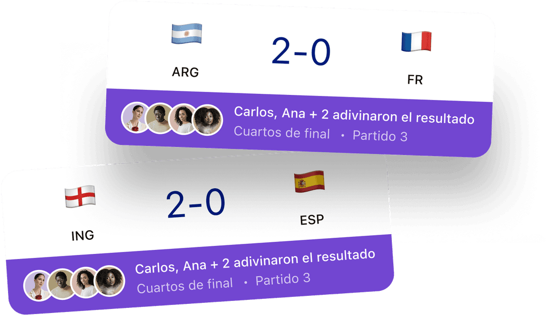 Tarjetas de resultados