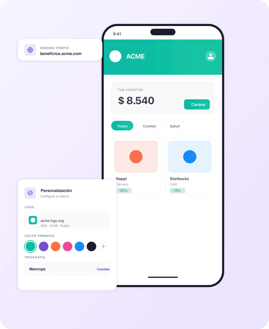 Plataforma Maslow personalizada con la marca de una empresa cliente