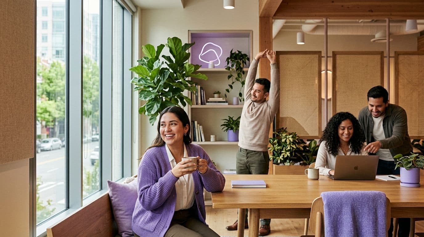 Un equipo diverso disfruta de un entorno de trabajo que equilibra bienestar y productividad