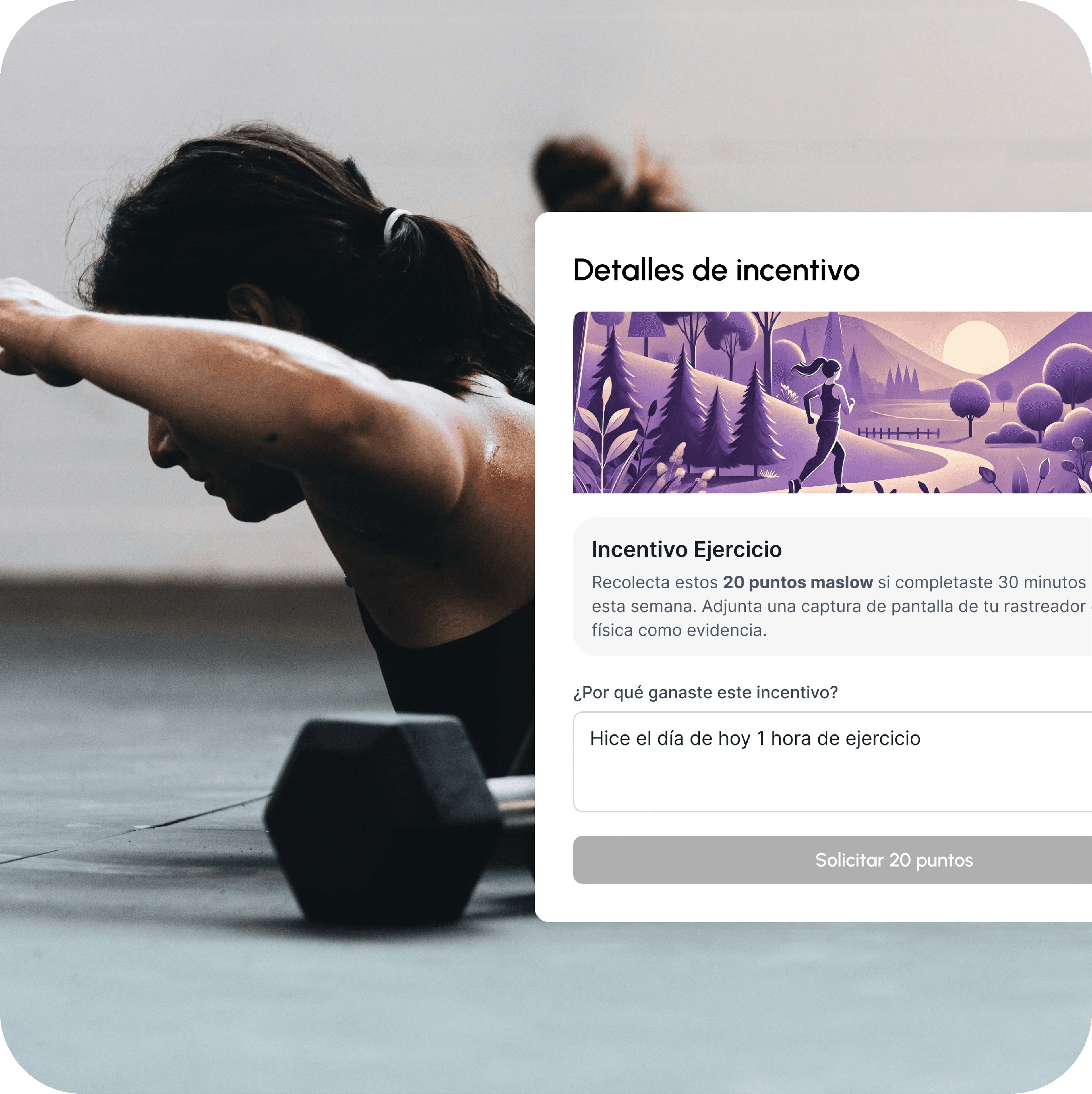 Tarjeta de incentivo de ejercicio con créditos Maslow